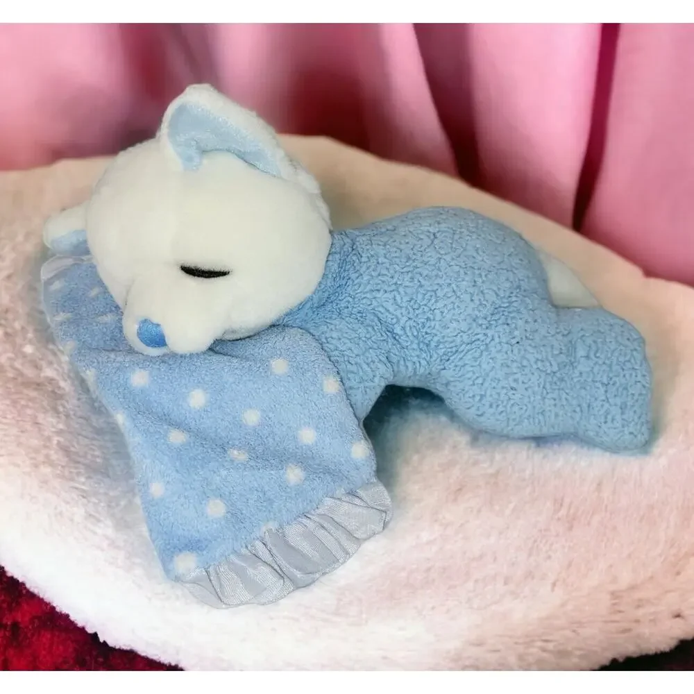 Russ Baby Plush Sweet Dreams Kitty Cat Blue White Sherpa Rattle Lovey 21740‎ 9